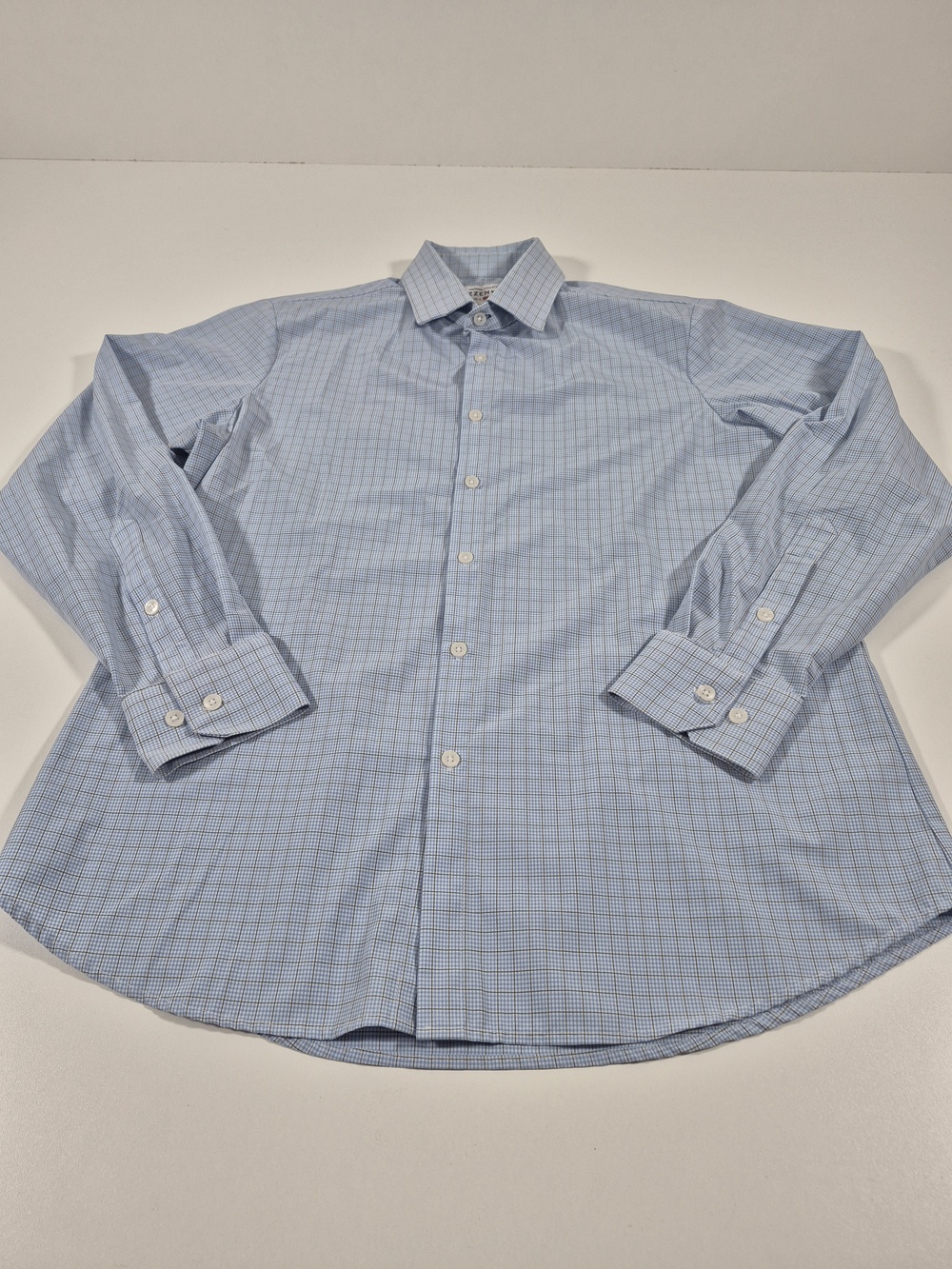 Mizzen+Main Dress Shirt Mens M Blue Check Leeward Regular Fit Stretch Non Iron